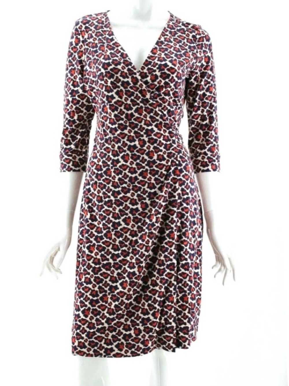 Diane von Furstenberg Abstract Animal Print Wrap Dress L XL 12
